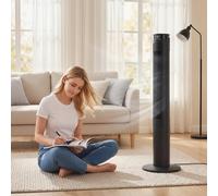 HOMCOM Black Standing Floor Tower Fan with Wi-Fi Control and Remote 116cm - Size: 116 x 31.5 x 31.5cm - Wilko