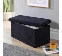 Rectangular Corduroy Folding Storage Ottoman Home Source Black One Size