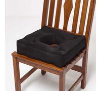 HOMESCAPES Ultimate Comfort Coccyx Cushion for Tailbone Pain Relief - Handmade Donut Pillow with Firm Support, Sciatica Relief, Hemorrhoid Cushion - Black Faux Suede Chair Cushions with Ties