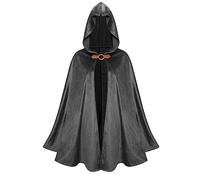Black Hooded Cloak for Adult Halloween Cloak Funny Outfit for Vampire Devil Witch Red Hooded Cape Fancy Dress Costume Unisex Accessory for Men and Women A03 Black S