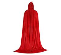 Black Hooded Cloak for Adult Halloween Cloak Novelty Outfit for Vampire Devil Witch Red Hooded Cape Fancy Dress Costume Unisex Accessory for Men and Women A06 Red L
