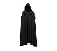 Black Hooded Cloak for Adult Halloween Cloak Novelty Outfit for Vampire Devil Witch Red Hooded Cape Fancy Dress Costume Unisex Accessory for Men and Women A06 Black XL