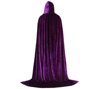 Black Hooded Cloak for Adult Halloween Cloak Novelty Outfit for Vampire Devil Witch Red Hooded Cape Fancy Dress Costume Unisex Accessory for Men and Women A Purple 3XL