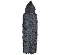 Black Hooded Cloak Full Length Halloween Cloak Spider Web Cape Novelty Ripped Ragged distressed Long Robe for Witch Wizard Beggar Cosplay Fancy Dress Costume