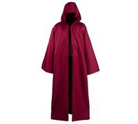 Black Hooded Cloak Robe Adult Wizard Vampire Knight Cosplay Cape Halloween
