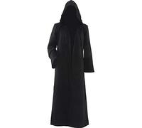 Black Hooded Cloak Robe Adult Wizard Vampire Knight Cosplay Cape Halloween