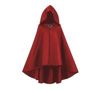 Black Hooded Cloak, Unisex Short Hooded Medieval Cloak Vintage Renaissance Cape Gothic Knight Wizard Costume Halloween Ren Faire Cosplay