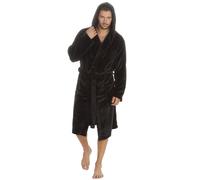 (Black Hooded Plush, XXXX-Large) Mens Hooded Shawl Collar Dressing Gowns For Him Soft Robe With Pockets Warm Winter Big And Tall Plus Size M L Xl Xxl 3Xl 4Xl 5Xl Various Designs