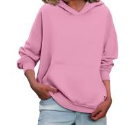 Black Hoodie Women Plain Mid Length With Pockets Pullover Long Sleeves Autumn Winter Essentials Tops Fleece Soft Comfy Sweatshirts French Terry Lightweight Warm Ladies Outfit