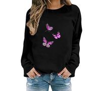 Black Hoodie Women Purple Hoodie Graduation Gifts for Her Back to School Season Women's Butterfly Print Casual Fashion Sweatshirt Top (Black-5, XL) Warehouse Clearance Bargains Sale