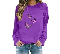 Black Hoodies Women Ladies Hoodie Birthday Gifts for Women Back to School Season Women's Butterfly Print Casual Fashion Sweatshirt Top (Purple-2, XXL) Womens Clothes Sale Clearance