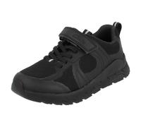 (Black (Hook & Loop), UK 10 Child) Boys Clarks Hook and Loop/Lace Up School Shoes Selva Edge - G Fit