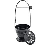 Black Hookah Charcoal Coal Holder Premium Quality Basket w/Side Tong Holder Lounge Hookah Lounge Style Accessories