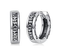 Black Hoop Earrings for Men Women 925 Sterling Silver Hypoallergenic Turquoise Abalone Shell 15mm Huggie Earrings Punk Gothic Jewelry Gifts for Sensitive Ears Birthday, 0.59 x 0.23 inch, Sterling