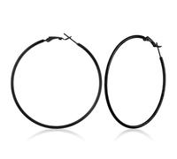 Black Hoop Earrings for Women 7cm Stainless Steel Plated Thin Large Hoop Earrings Anti-allergic Big Hoops Earring Circle Endless Hoops Earring for Women Girls