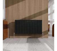 Black Horizontal Designer Radiator - 600×1156mm Double Panel Flat - Modern Central Heating Bathroom Radiator