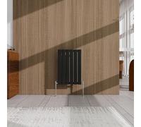 Black Horizontal Designer Radiator - 600×408mm Single Panel Flat - Modern Central Heating Bathroom Radiator