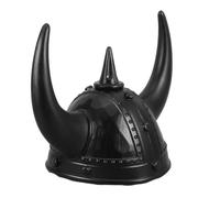 Black Horned Viking Helmet Medieval Plastic Costume Headwear for Men