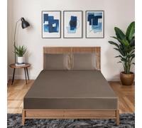 Black Horse 3 Pcs Satin Fitted Sheet and 2 Pillowcases - Breathable Non-Iron- 40 cm Deep Pocket Satin Silky Bed Sheet-Color & Size Name - (Mink, King)