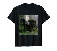 Black Horse and Carriage Abandoned Ruin Gothic Fantasy Value Graphic T-Shirt