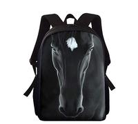 Black Horse Backpack,Lightweight Casual Daypack for Teens/Boys/Girls/Kids,15 Inch Book Bag for Middle School