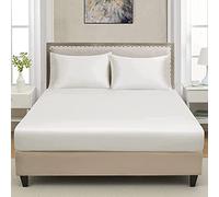 Black Horse Fitted Sheet 25cm and 40cm Mattress Luxuary Sheets 50% Cotton 50% Polyester - Size & Color Name-(Double, White)