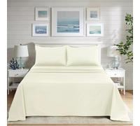 Black Horse Flat Sheet - Poly Cotton Easy Care Soft Brushed Microfibre Fabric - Wrinkle, Shrinkage and Fade Resistant | Hotel Quality Bedding Sheet - Cream
