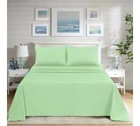 Black Horse Flat Sheet - Poly Cotton Easy Care Soft Brushed Microfibre Fabric - Wrinkle, Shrinkage and Fade Resistant | Hotel Quality Bedding Sheet- Mint Green