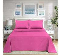 Black Horse Flat Sheet - Poly Cotton Easy Care Soft Brushed Microfibre Fabric - Wrinkle, Shrinkage and Fade Resistant | Hotel Quality Bedding Sheet - Fuchsia