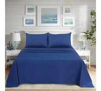 Black Horse Flat Sheet - Poly Cotton Easy Care Soft Brushed Microfibre Fabric - Wrinkle, Shrinkage and Fade Resistant | Hotel Quality Bedding Sheet- Royal Blue