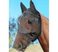 Black Horse Fly Head Cover with Ears, Sun Protection, Breathable Mesh, Long-Lasting Oxford Cloth, Secure Fit, Top-Ear to Nose, Face Circ, Horse Fly Head Cover for Outdoor Equestrian