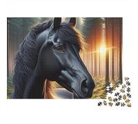 Black Horse Forest 1000 Piece Cardboard Black Dog Reflection Puzzle for Adults Scratch-resistant Brain Training Eco-friendly 38x26cm/1000pcs