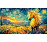 Black horse galloping amid colorful flowers Jigsaw Puzzle 1000 Pc - Hard Difficult Challenging Educational Game Gift for Adults Kids 38x26/1000pcs