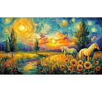 Black horse galloping in desert sunset Puzzle for Adults 1000 Pieces - Educational Decompression Game Wall Decoration & Gift 38x26/1000pcs