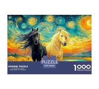Black Horse Galloping Through Fire And Water 1000 Piece Jigsaw Puzzles Impossible Challenge Toy Gifts Wall Decor Fit Together Perfectly for Adults Kids 38x26cm/1000pcs