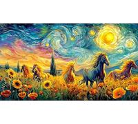 Black Horse Galloping Through Flames 1000 Pc Recycled Paper Puzzle - Impossible Hard Challenging Game for Adults Home Activity 38x26/1000pcs