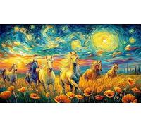 Black-Horse-Galloping-Through-Flames 1000 Piece Educational Game Challenge Jigsaw Puzzles Great Gift Idea Puzzles for Adults Kids Beautiful Decoration Puzzle 38x26/1000pcs