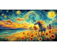 Black horse galloping through water under stormy sky 1000 Pieces Recycled Paper Jigsaw - Family Activity & Fun Present Great Gift Idea for Adults 38x26/1000pcs