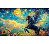 Black-horse-galloping-through-waves-at-sunset Puzzle for Adults Kids 1000Pc Recycled Paper Puzzle Game Educational Games for Home Activity & Fun Present Great Gift Idea 38x26/1000pcs