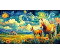 Black horse in mystical ritual circle Puzzle for Adults 1000 Piece - Fun Present Family Game Wall Decoration & Educational Gift 75x50/1000pcs