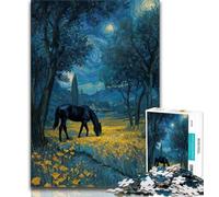 Black Horse Jigsaw Puzzles for Adults 1000 Piece,Staycation Kill Time with Fully Interlocking Randomly Shaped Pieces 38x26cm
