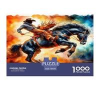 Black Horse Knight 1000 Pieces Jigsaws for Adults Educational Games Birthday Gifts for Women And Man Art Colorful DIY Craft 70x50cm/1000pcs