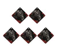 Black Horse on A Background of Red Roses Car Air Freshener Hanging Incense Chips 5 Pack Automotive Scented Hanging Sheets for Car Home Auto Interior Decor Rhombus,White-Style