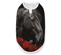 Black Horse on A Background of Red Roses Dog Shirt Quick Dry Breathable Pet T-Shirt Soft Stretchy Sleeveless Vest Dog Apparel L