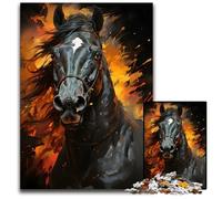 Black Horse Painting 1000 Piece Jigsaw Puzzles for Adults Impossible Jigsaw Puzzles for Adults Perfect for Teenagers Home Decor 1000 PCS(75x50cm)