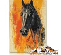 Black Horse Painting Puzzle Jigsaws 500 Pieces for Adults Puzzle Jigsaws for Adults Educational Game Challenge Toy 500pcs (52x38cm)