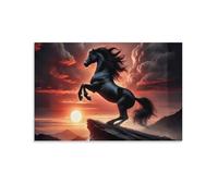 Black Horse Reining,1000-piece puzzle,Classic Jigsaw Puzzle DIY Set Wooden Toy Unique Gift Home Decor,38x52cm