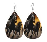 black horse running earrings for women earings leather teardrop double sided earrings dangle lightweight earrings for women ear accessories fashion jewelry birthday gift