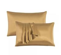 Black Horse Silk Satin Pillow Cases 2 Pack DULL-GOLD,Silky Pillowcases Soft and Cozy Standard Pillow Covers Dyed in Trendy Colors-Size (50 x 75 cm)