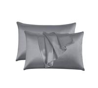 Black Horse Silk Satin Pillow Cases 2 Pack SILVER,Silky Pillowcases Soft and Cozy Standard Pillow Covers Dyed in Trendy Colors-Size (50 x 75 cm)